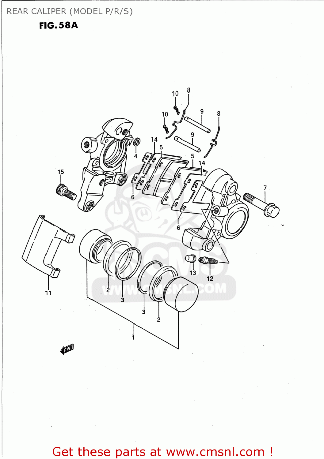 REAR CALIPER (MODEL P/R/S) VS1400GLP INTRUDER 1994 (R) USA (E03)