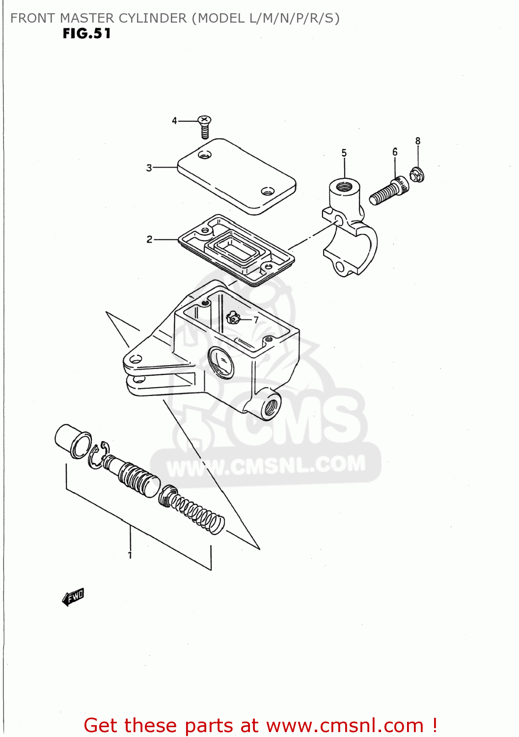 FRONT MASTER CYLINDER (MODEL L/M/N/P/R/S) VS1400GLP INTRUDER 1995 (S) USA (E03)