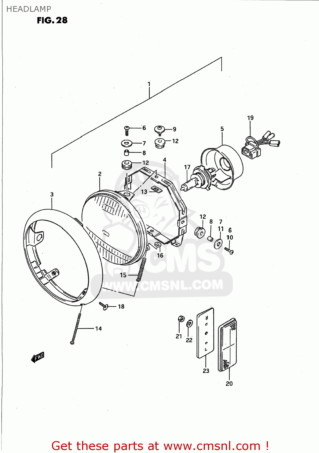 HEADLAMP VS1400GLP INTRUDER 1995 (S) USA (E03)