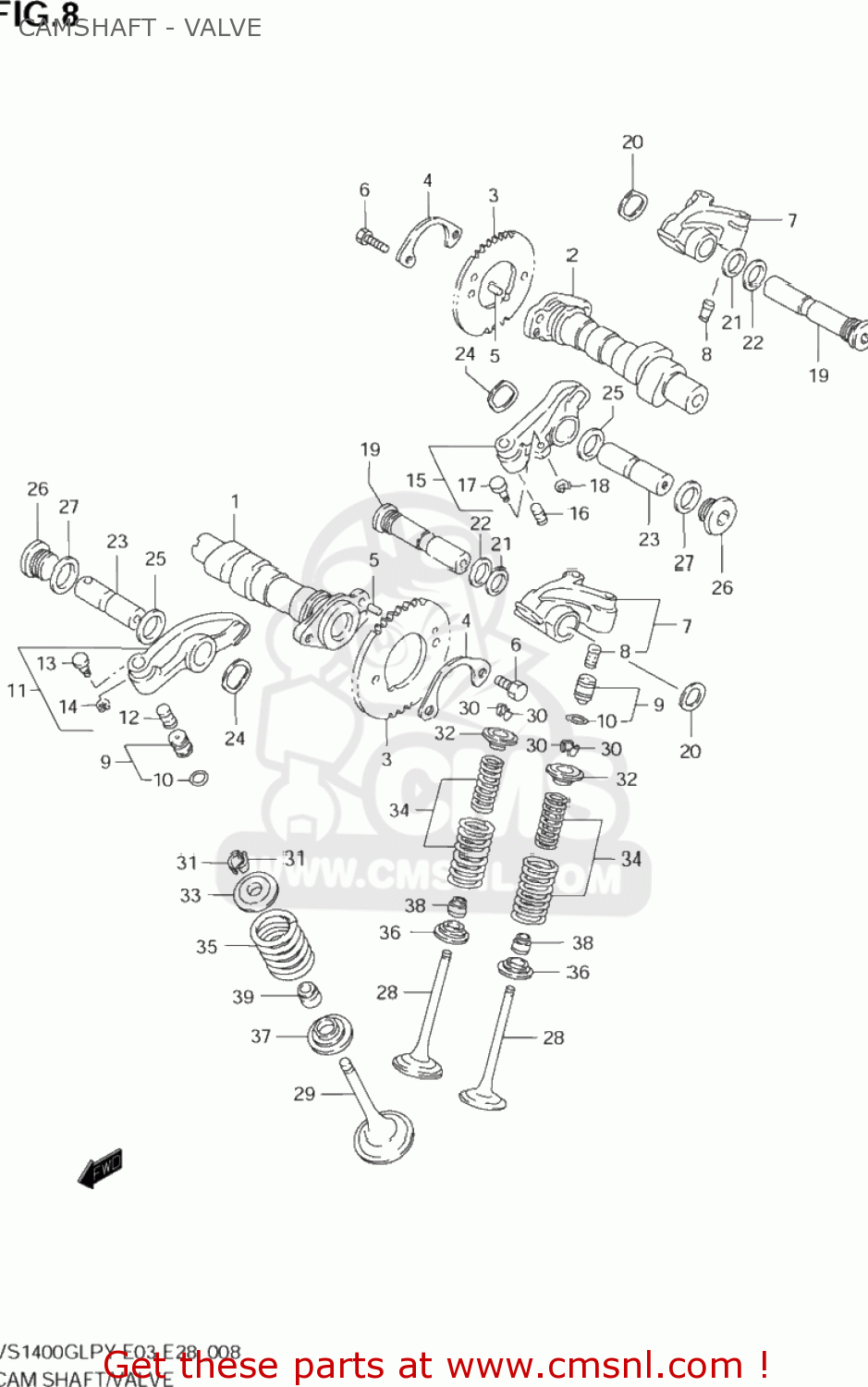 CAMSHAFT - VALVE VS1400GLP INTRUDER 1996 (T) USA (E03)