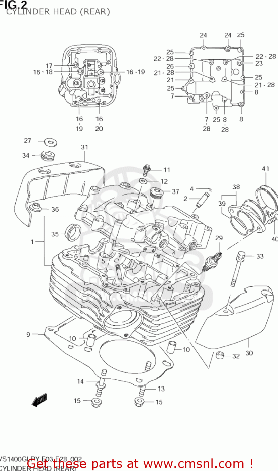 CYLINDER HEAD (REAR) VS1400GLP INTRUDER 1996 (T) USA (E03)