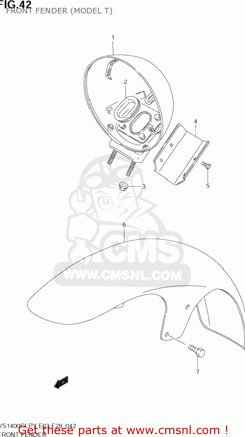 FRONT FENDER (MODEL T) VS1400GLP INTRUDER 1996 (T) USA (E03)