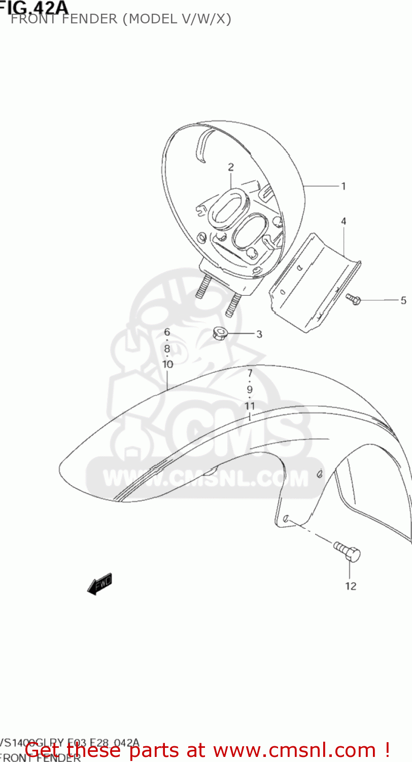 FRONT FENDER (MODEL V/W/X) VS1400GLP INTRUDER 1996 (T) USA (E03)