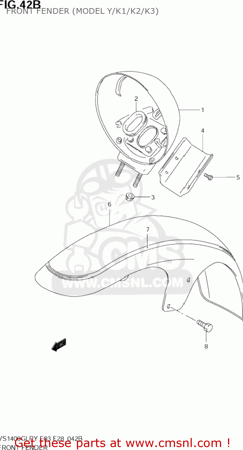 FRONT FENDER (MODEL Y/K1/K2/K3) VS1400GLP INTRUDER 1996 (T) USA (E03)