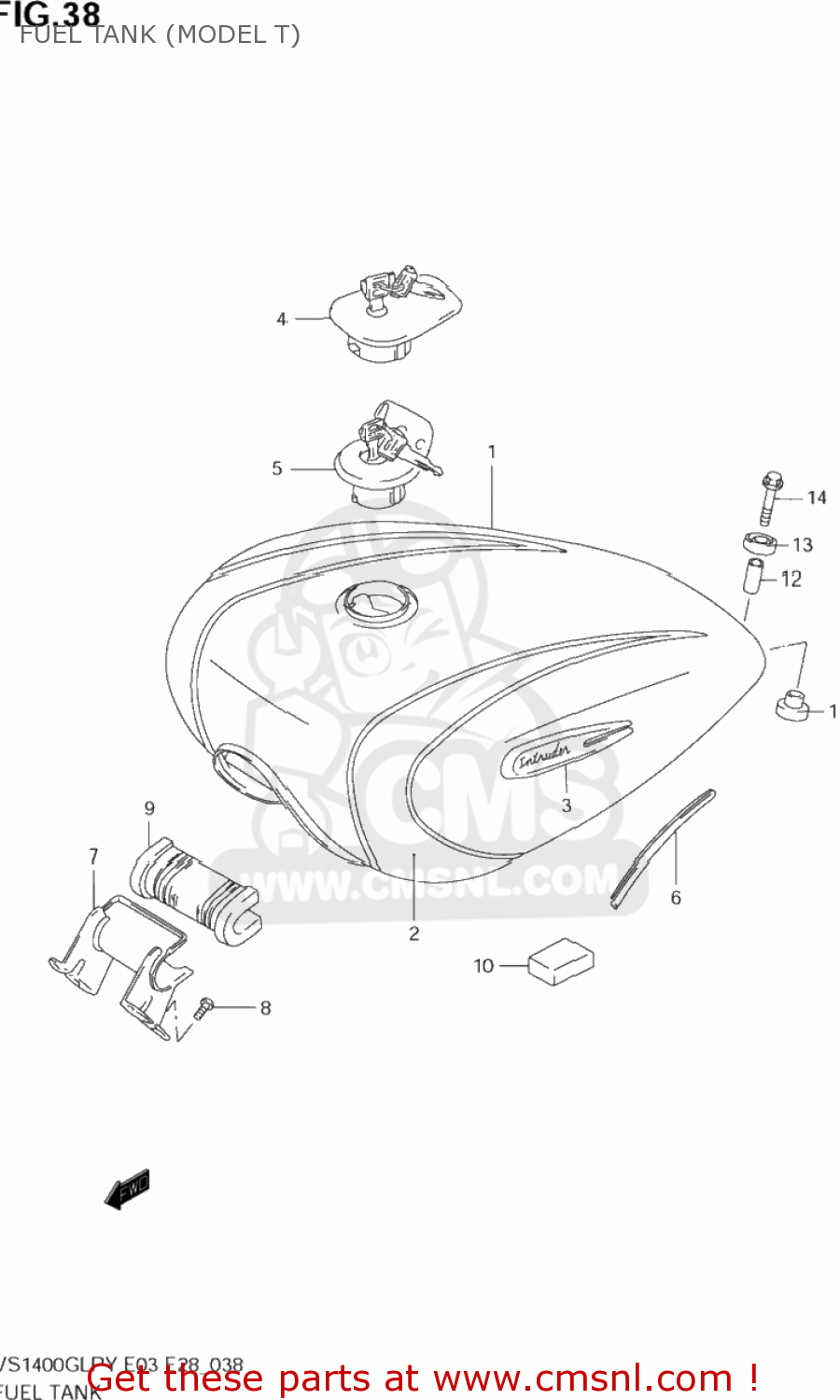 FUEL TANK (MODEL T) VS1400GLP INTRUDER 1996 (T) USA (E03)