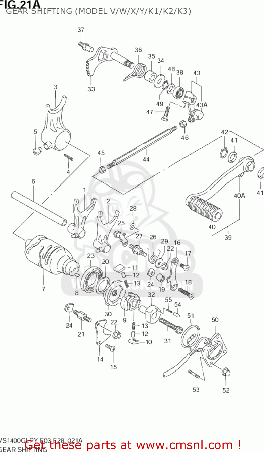 GEAR SHIFTING (MODEL V/W/X/Y/K1/K2/K3) VS1400GLP INTRUDER 1996 (T) USA (E03)