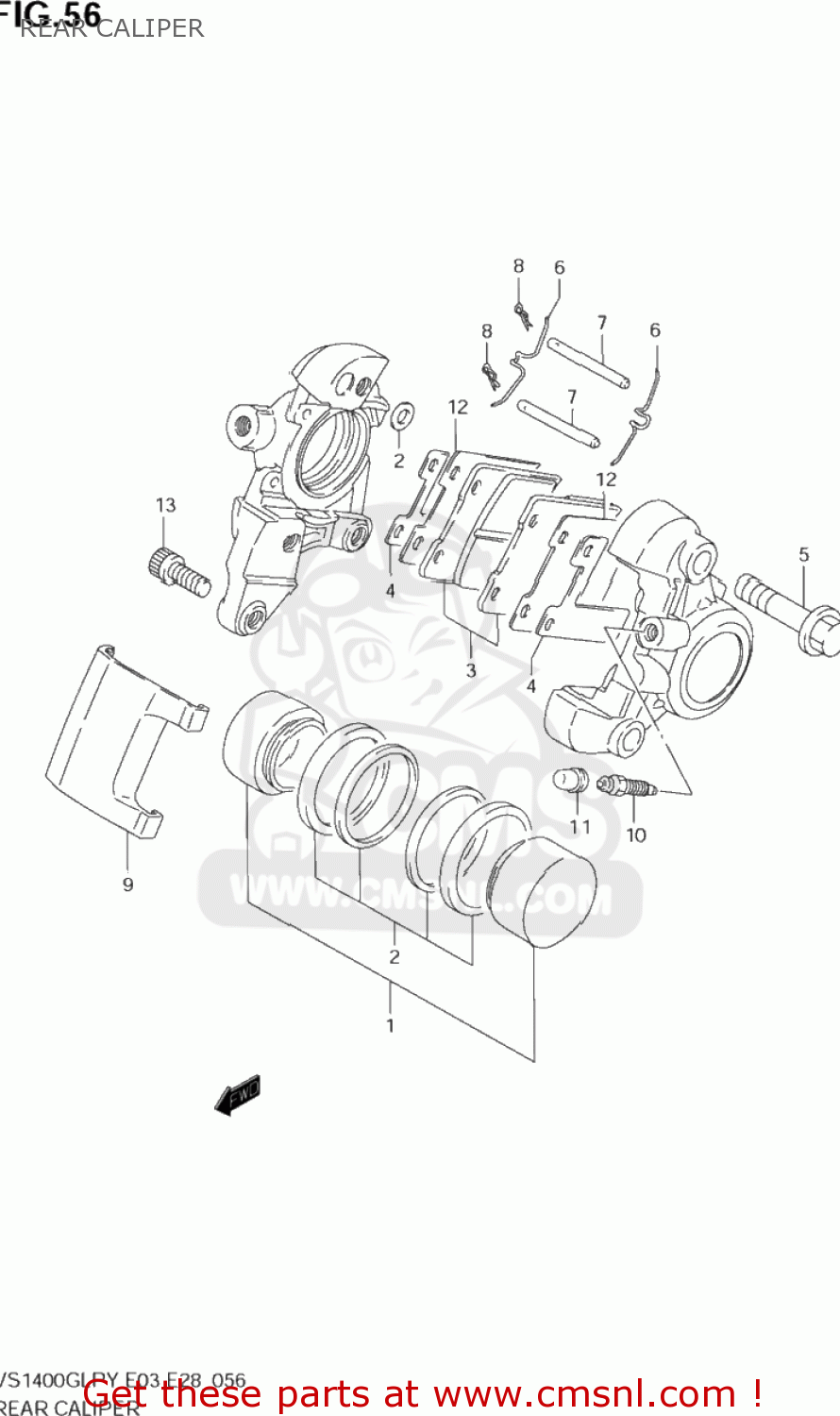 REAR CALIPER VS1400GLP INTRUDER 1996 (T) USA (E03)