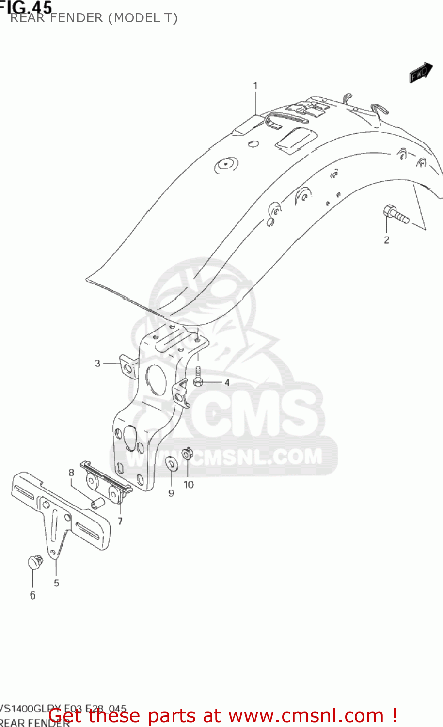 REAR FENDER (MODEL T) VS1400GLP INTRUDER 1996 (T) USA (E03)