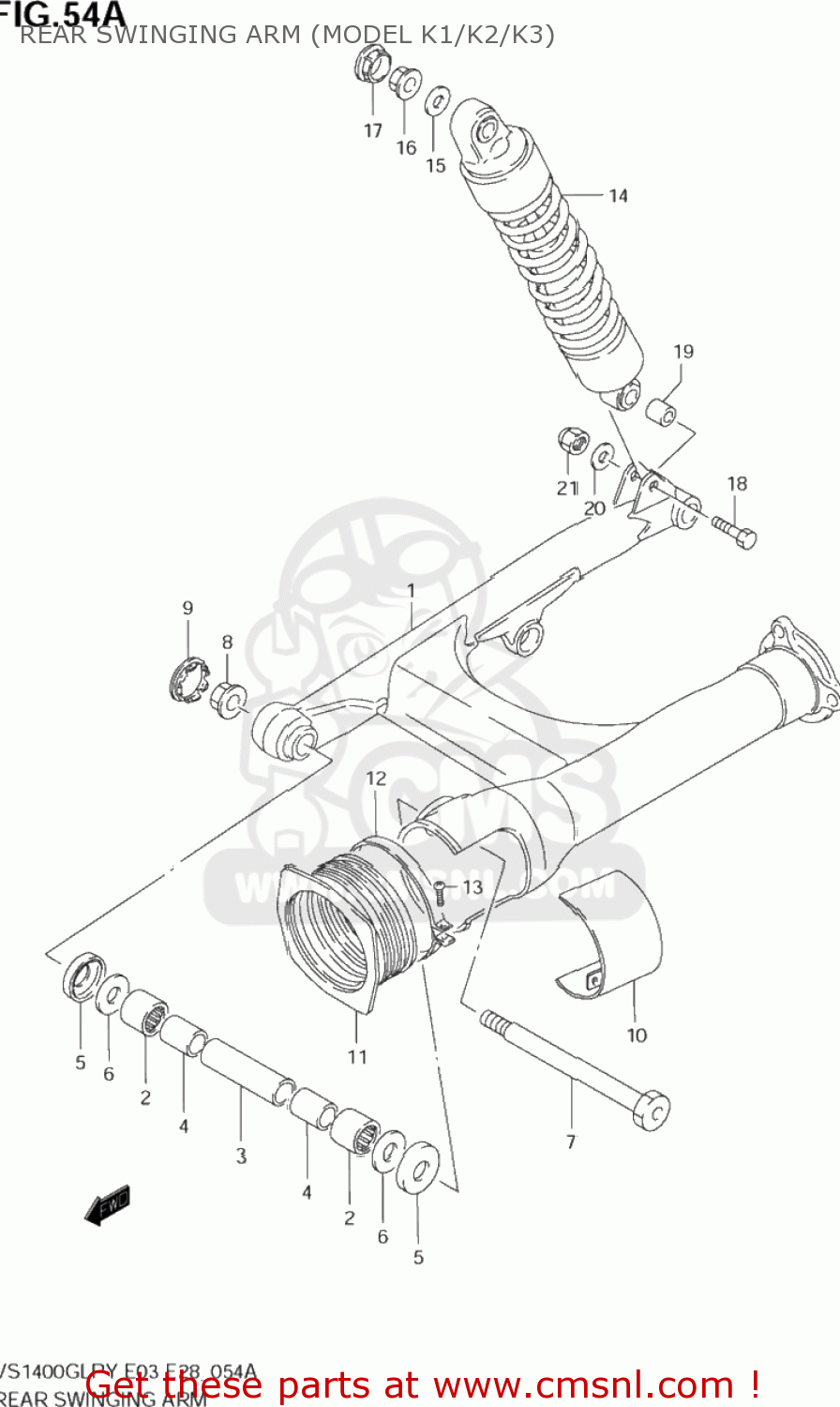 REAR SWINGING ARM (MODEL K1/K2/K3) VS1400GLP INTRUDER 1996 (T) USA (E03)