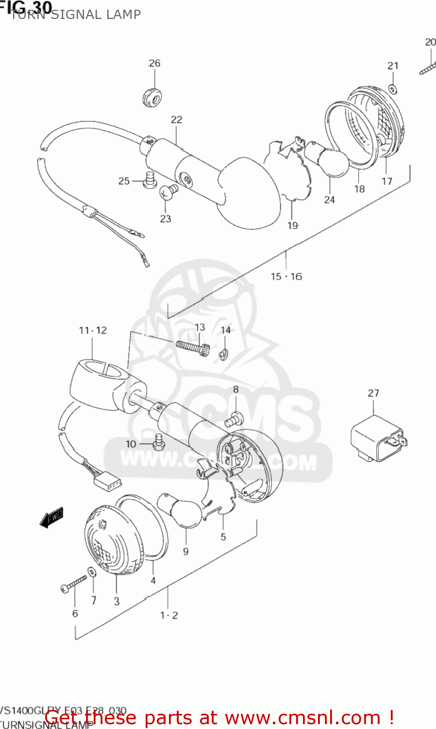 TURN SIGNAL LAMP VS1400GLP INTRUDER 1996 (T) USA (E03)