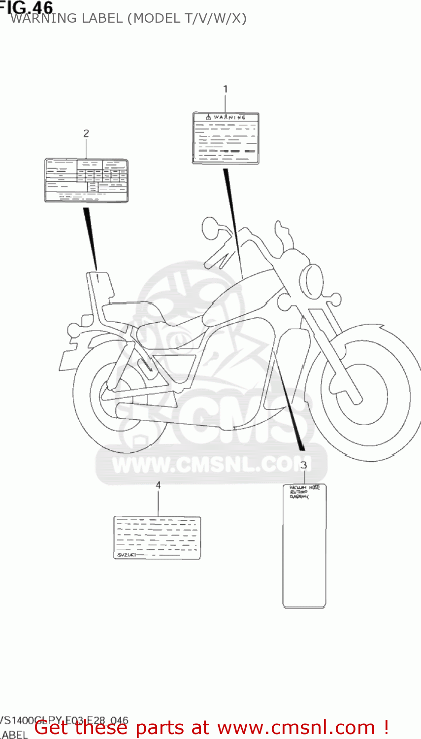 WARNING LABEL (MODEL T/V/W/X) VS1400GLP INTRUDER 1996 (T) USA (E03)