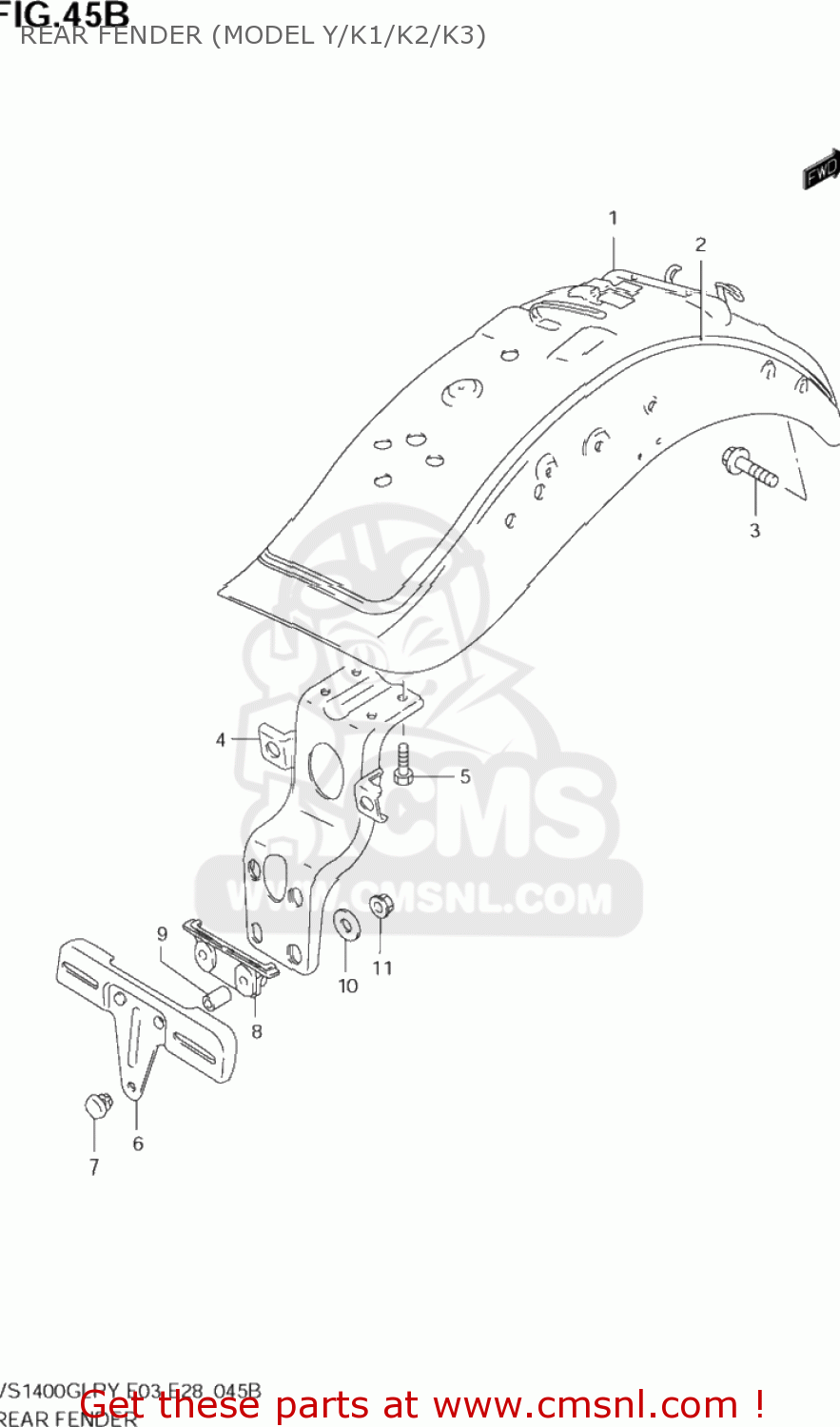 REAR FENDER (MODEL Y/K1/K2/K3) VS1400GLP INTRUDER 1997 (V) USA (E03)