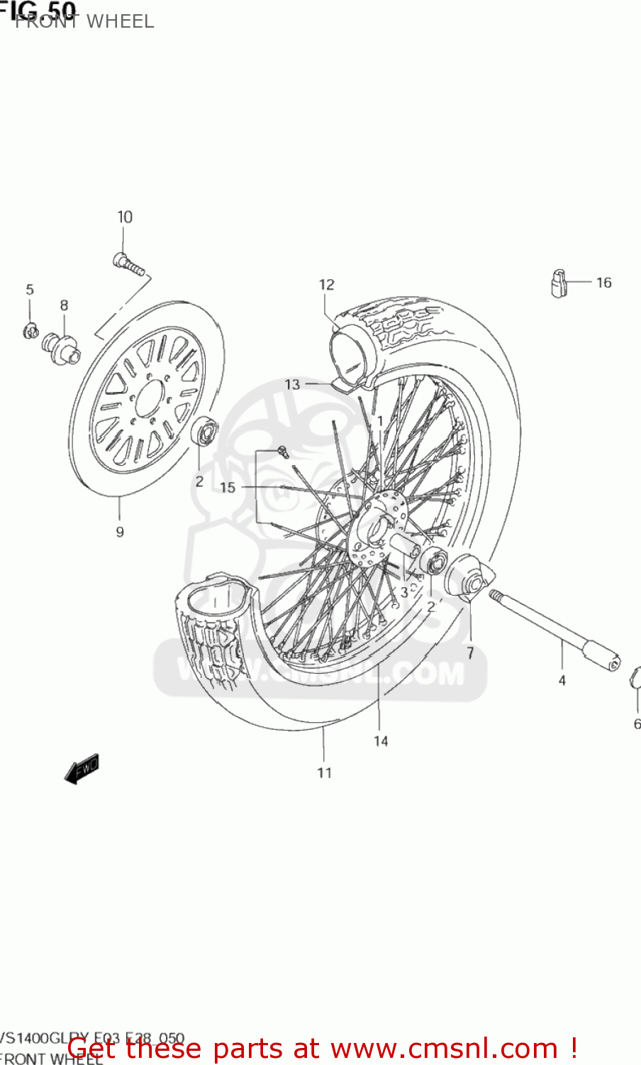 FRONT WHEEL VS1400GLP INTRUDER 1998 (W) USA (E03)