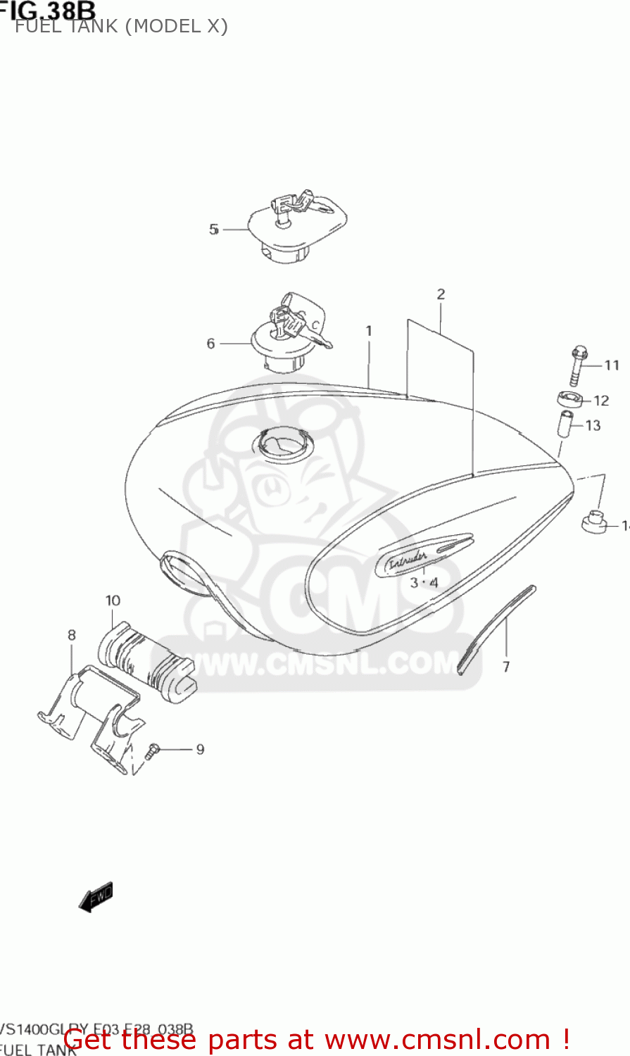 FUEL TANK (MODEL X) VS1400GLP INTRUDER 1998 (W) USA (E03)