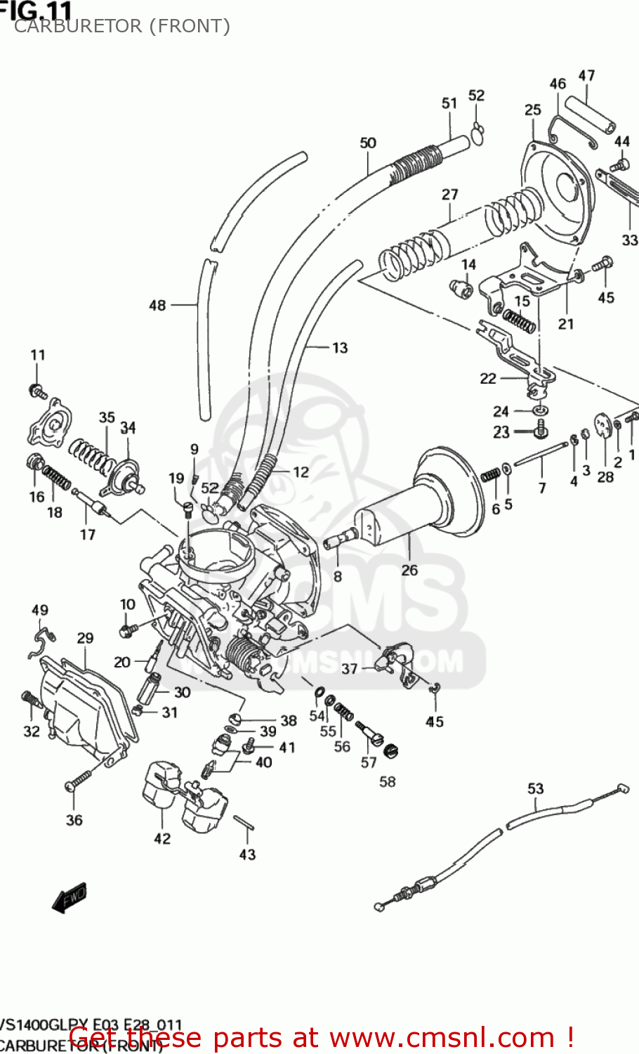 CARBURETOR (FRONT) VS1400GLP INTRUDER 1999 (X) USA (E03)