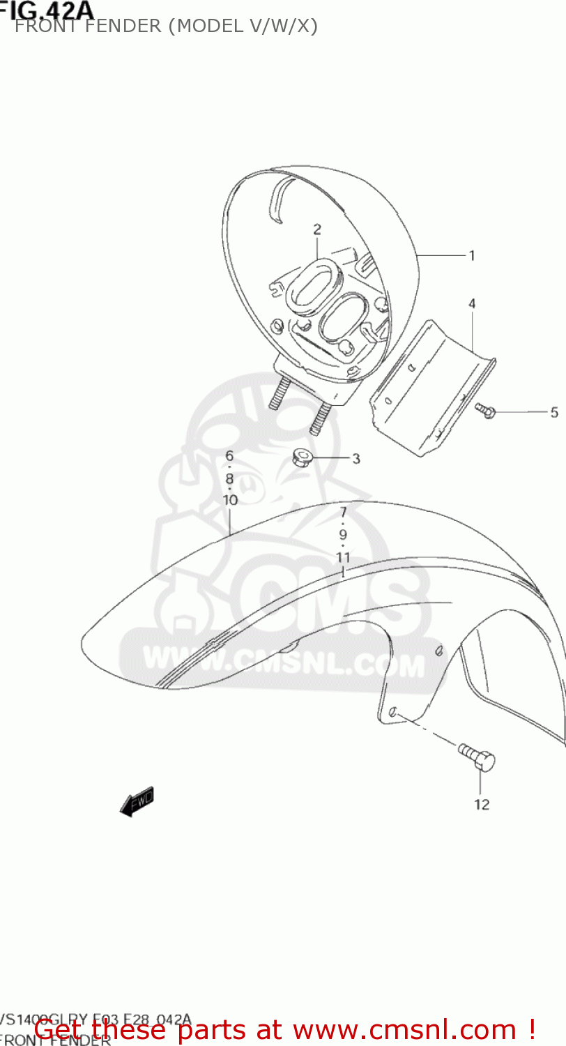 FRONT FENDER (MODEL V/W/X) VS1400GLP INTRUDER 1999 (X) USA (E03)