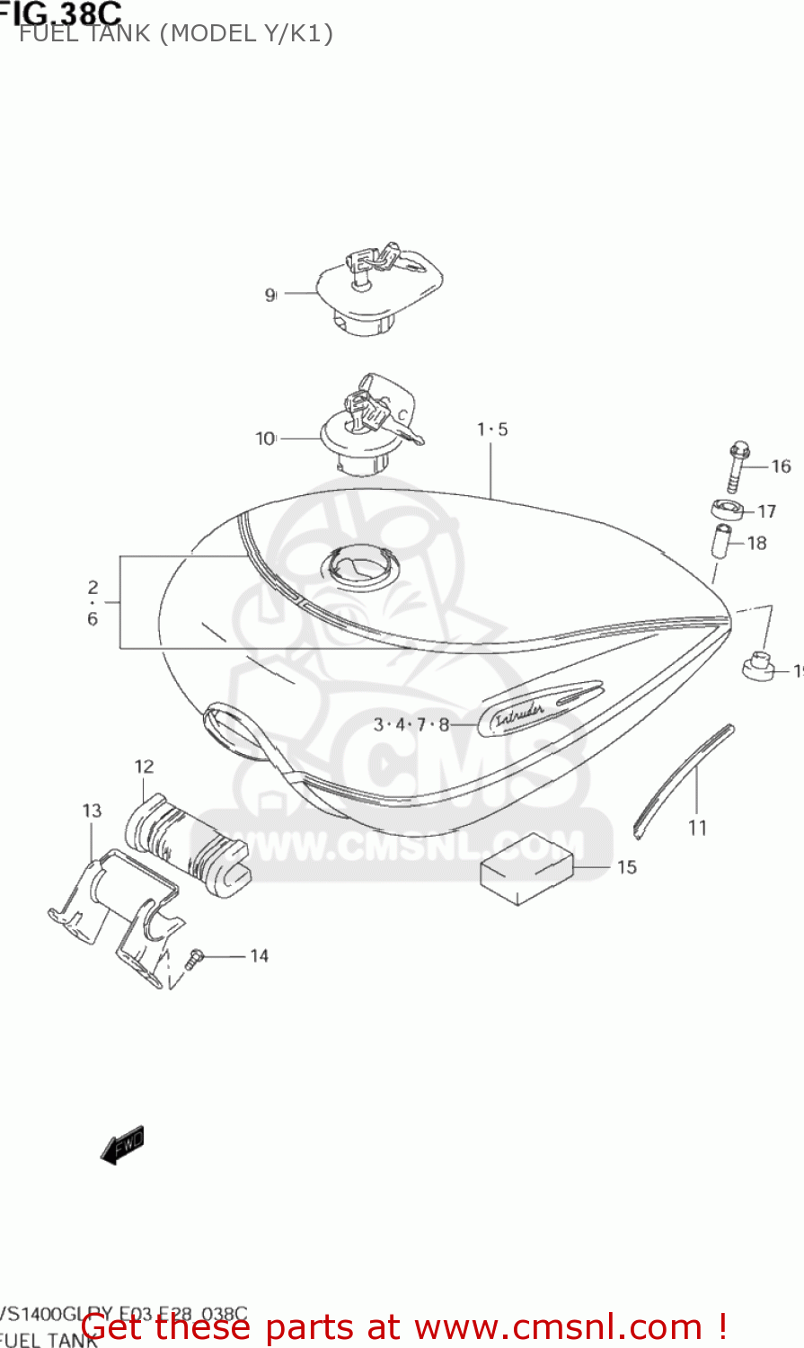 FUEL TANK (MODEL Y/K1) VS1400GLP INTRUDER 1999 (X) USA (E03)