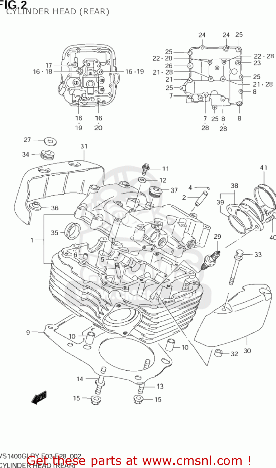 CYLINDER HEAD (REAR) VS1400GLP INTRUDER 2000 (Y) USA (E03)