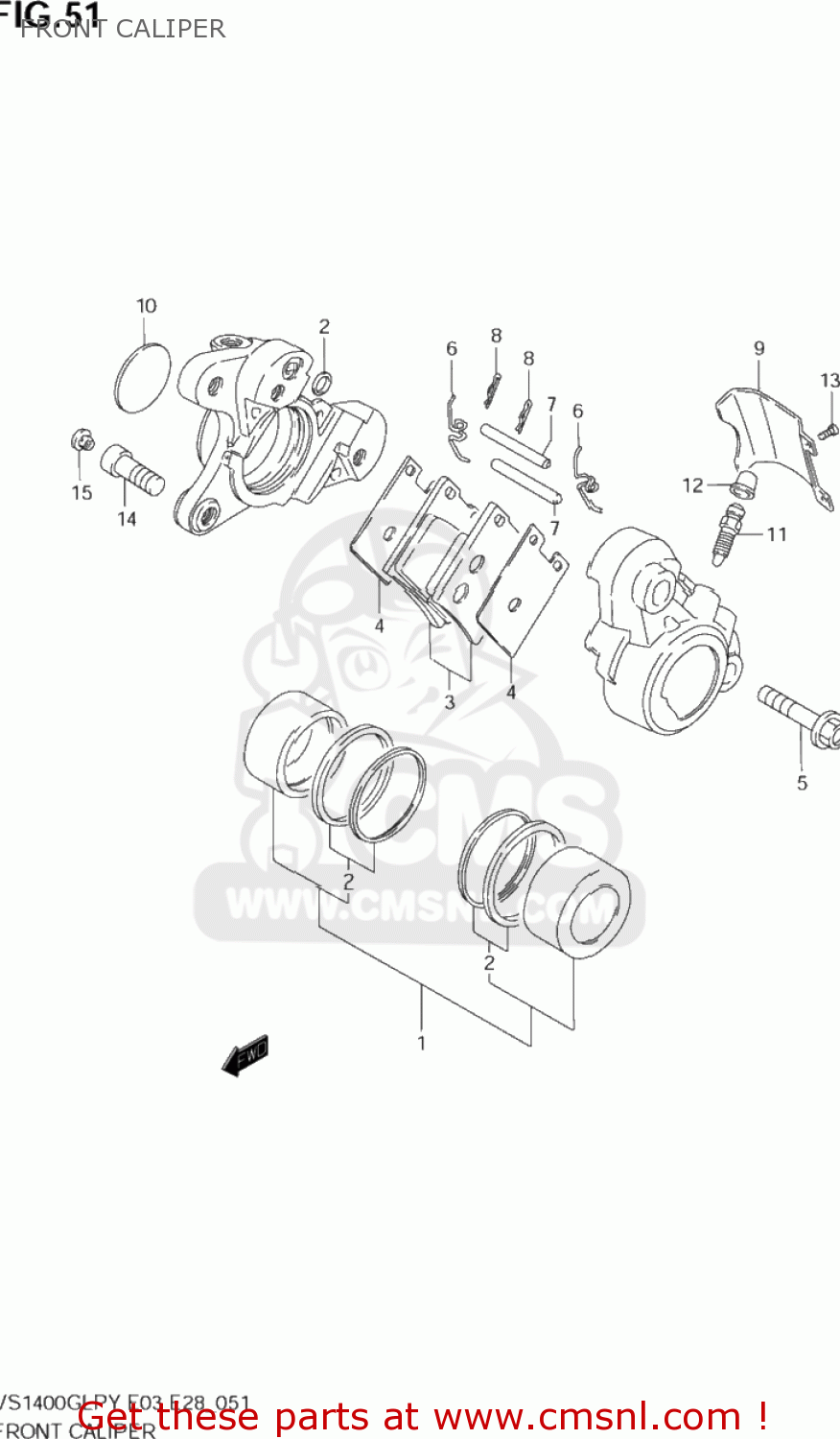 FRONT CALIPER VS1400GLP INTRUDER 2000 (Y) USA (E03)