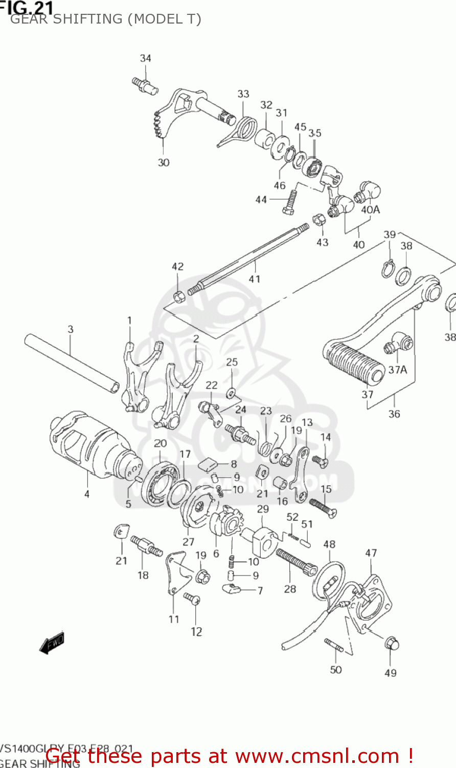 GEAR SHIFTING (MODEL T) VS1400GLP INTRUDER 2000 (Y) USA (E03)