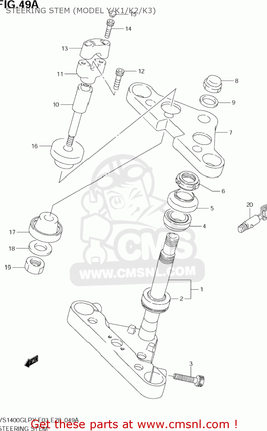 STEERING STEM (MODEL Y/K1/K2/K3) VS1400GLP INTRUDER 2000 (Y) USA (E03)