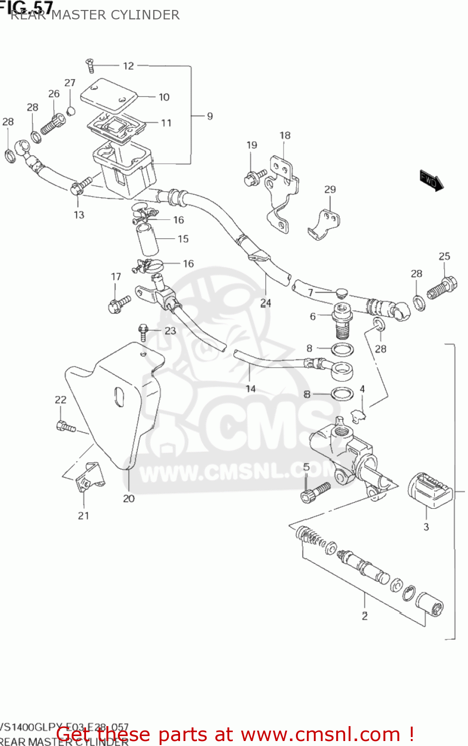 REAR MASTER CYLINDER VS1400GLP INTRUDER 2001 (K1) USA (E03)