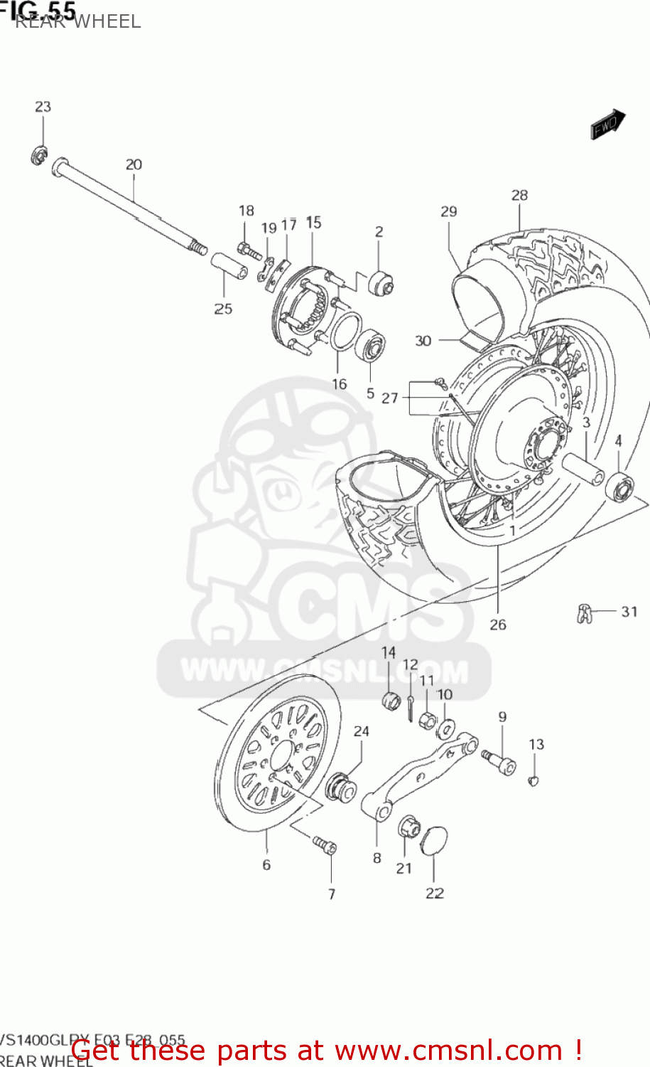 REAR WHEEL VS1400GLP INTRUDER 2001 (K1) USA (E03)
