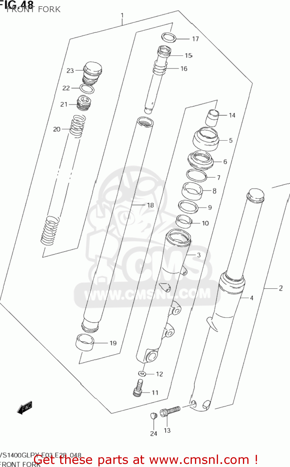 FRONT FORK VS1400GLP INTRUDER 2002 (K2) USA (E03)