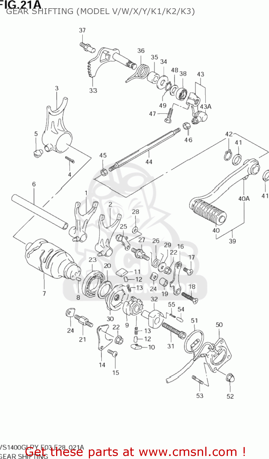 GEAR SHIFTING (MODEL V/W/X/Y/K1/K2/K3) VS1400GLP INTRUDER 2002 (K2) USA (E03)