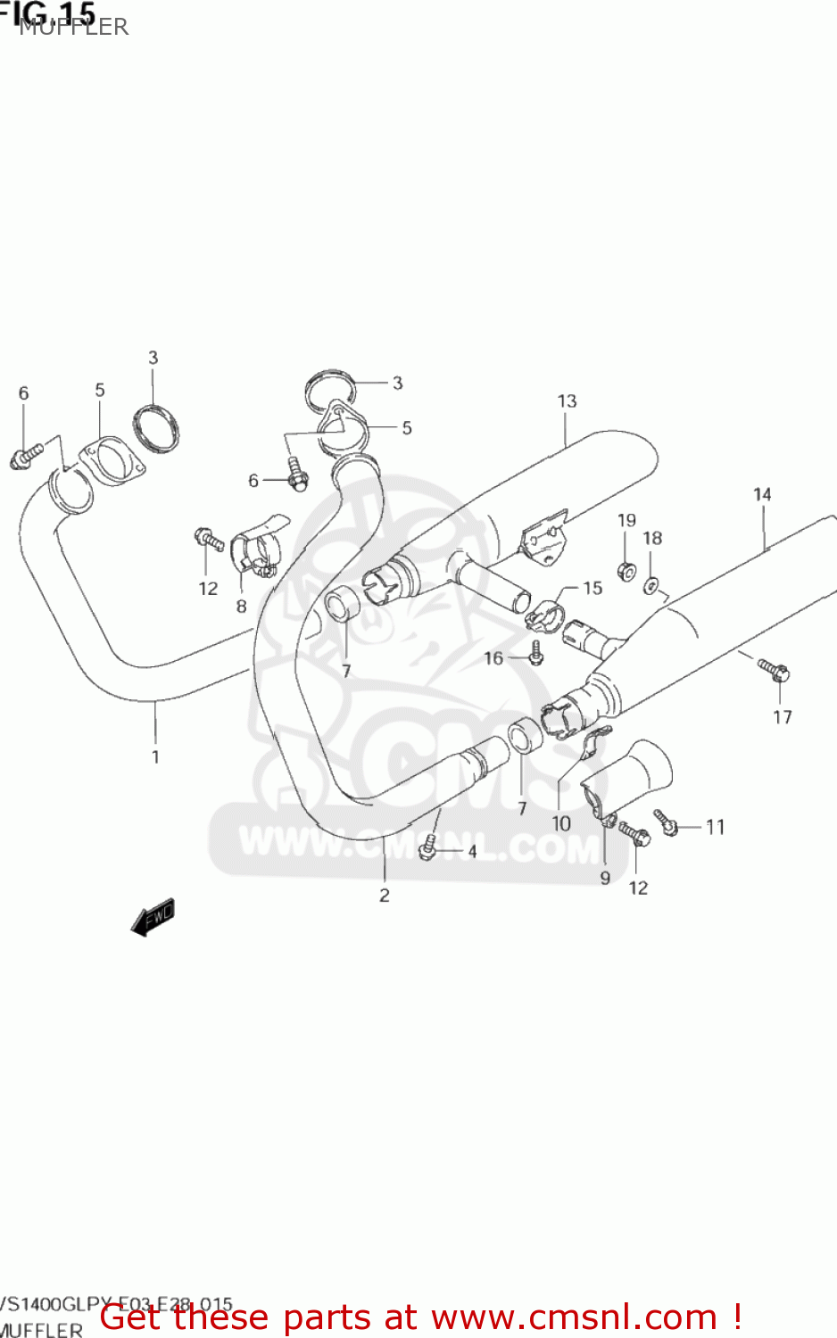 MUFFLER VS1400GLP INTRUDER 2002 (K2) USA (E03)