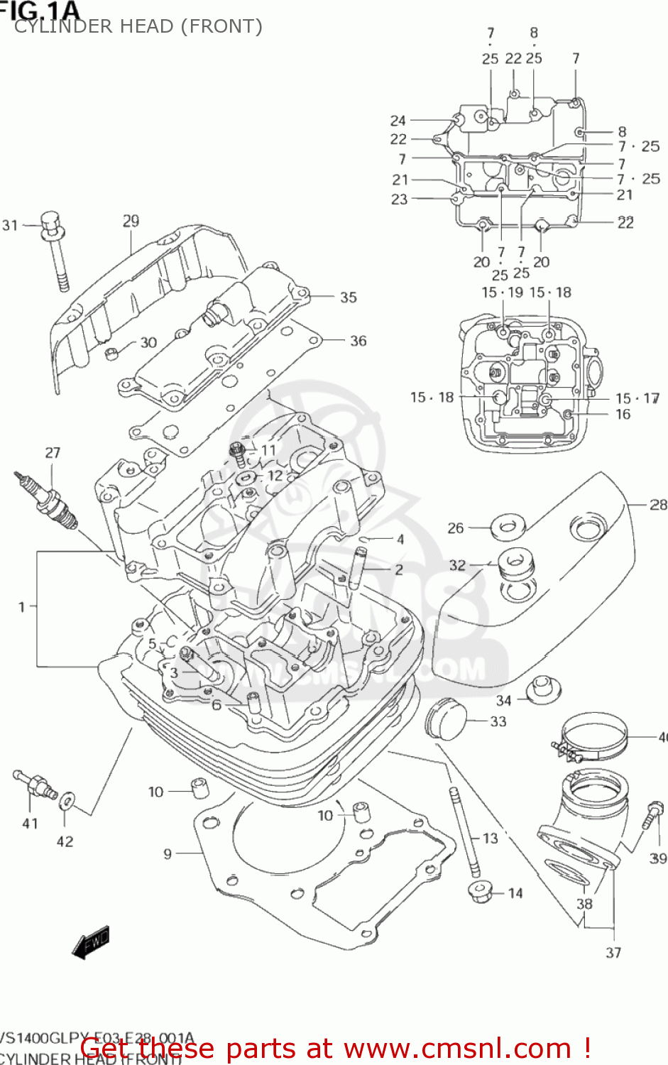 CYLINDER HEAD (FRONT) VS1400GLP INTRUDER 2003(K3) USA (E03)