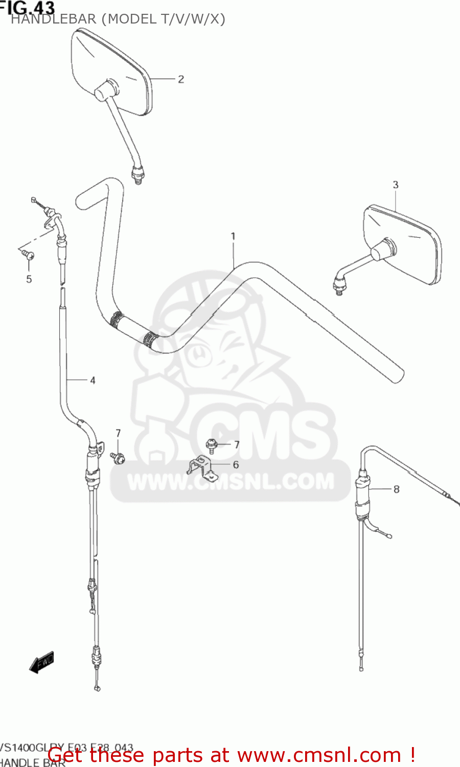 HANDLEBAR (MODEL T/V/W/X) VS1400GLP INTRUDER 2003(K3) USA (E03)
