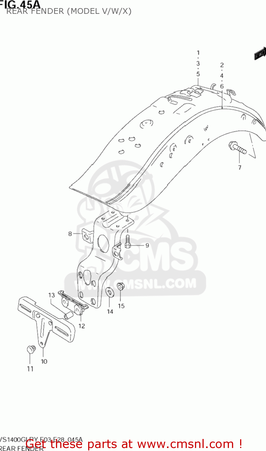 REAR FENDER (MODEL V/W/X) VS1400GLP INTRUDER 2003(K3) USA (E03)