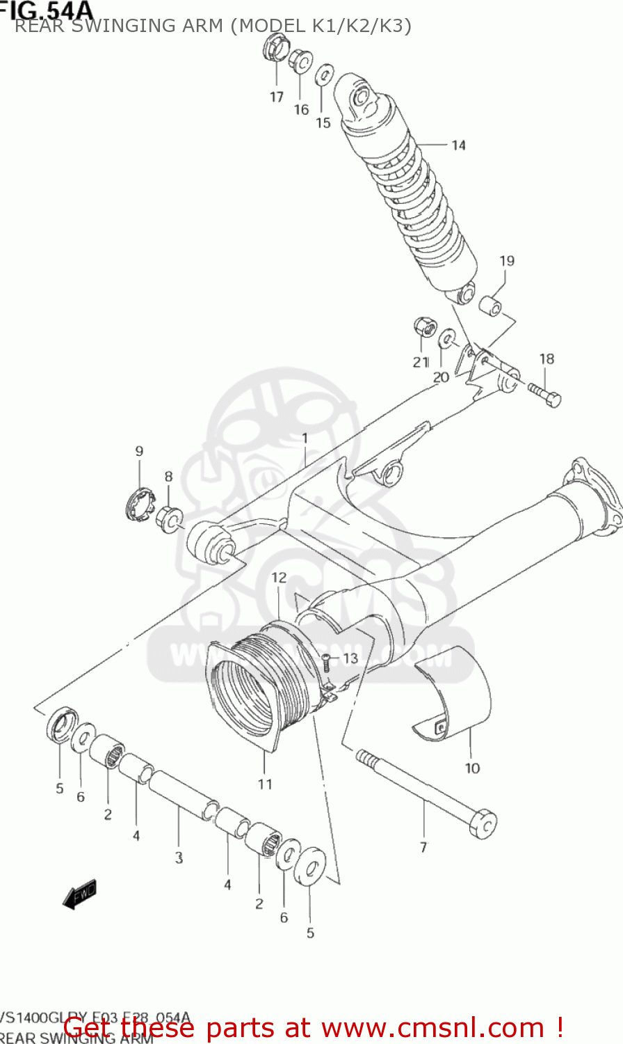 REAR SWINGING ARM (MODEL K1/K2/K3) VS1400GLP INTRUDER 2003(K3) USA (E03)