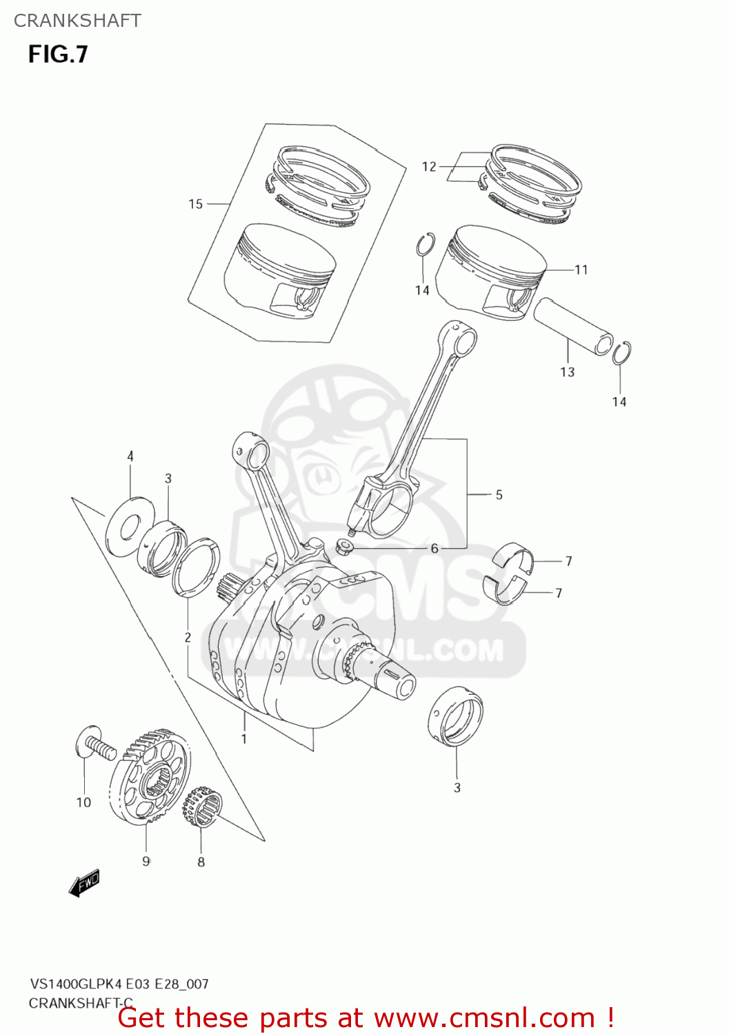 CRANKSHAFT VS1400GLP INTRUDER 2004 (K4) USA (E03)