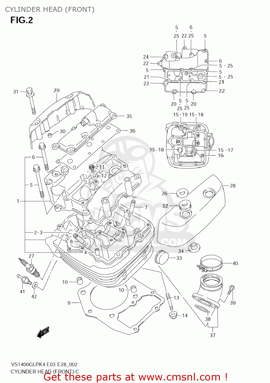 CYLINDER HEAD (FRONT) VS1400GLP INTRUDER 2004 (K4) USA (E03)