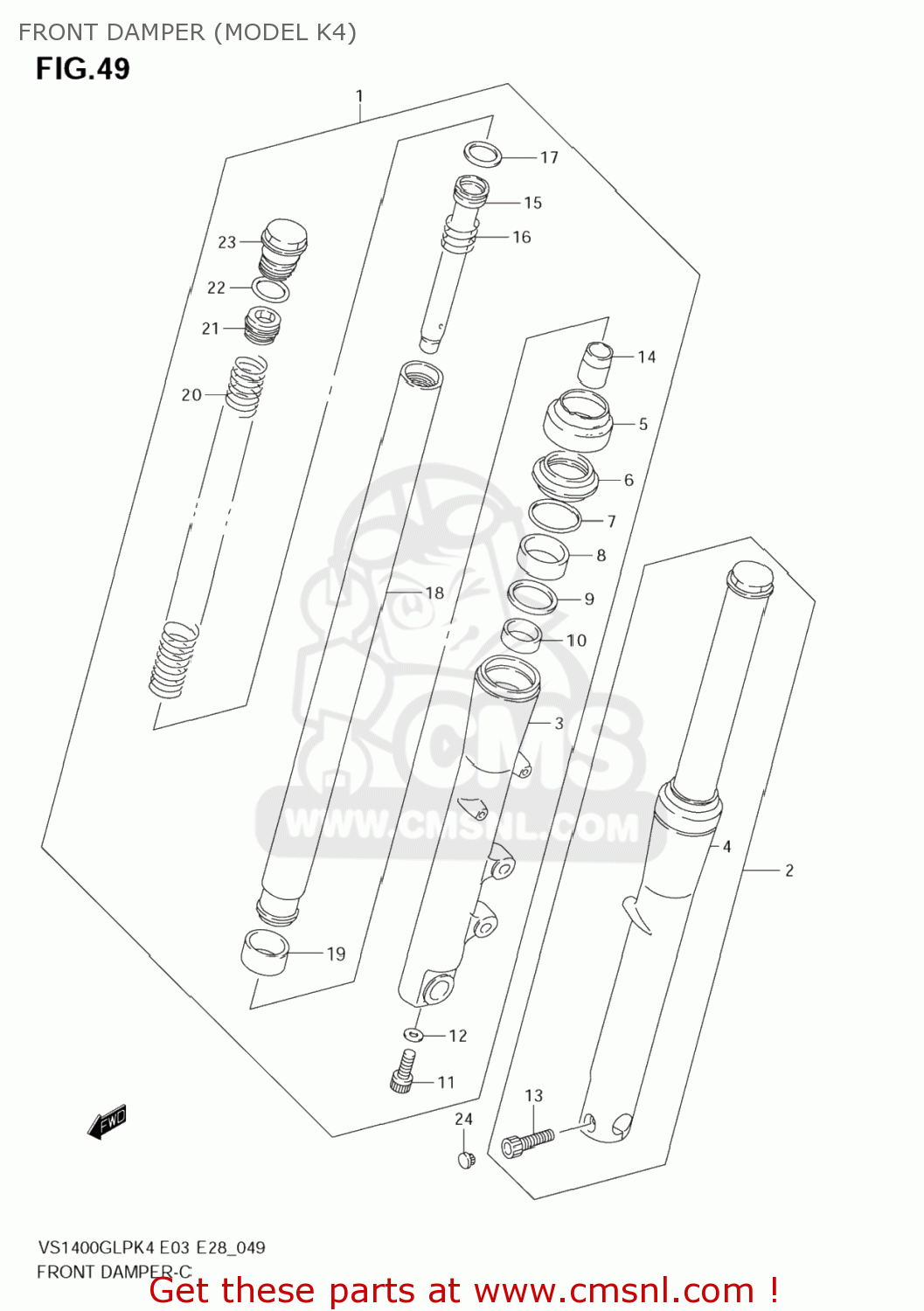 FRONT DAMPER (MODEL K4) VS1400GLP INTRUDER 2004 (K4) USA (E03)