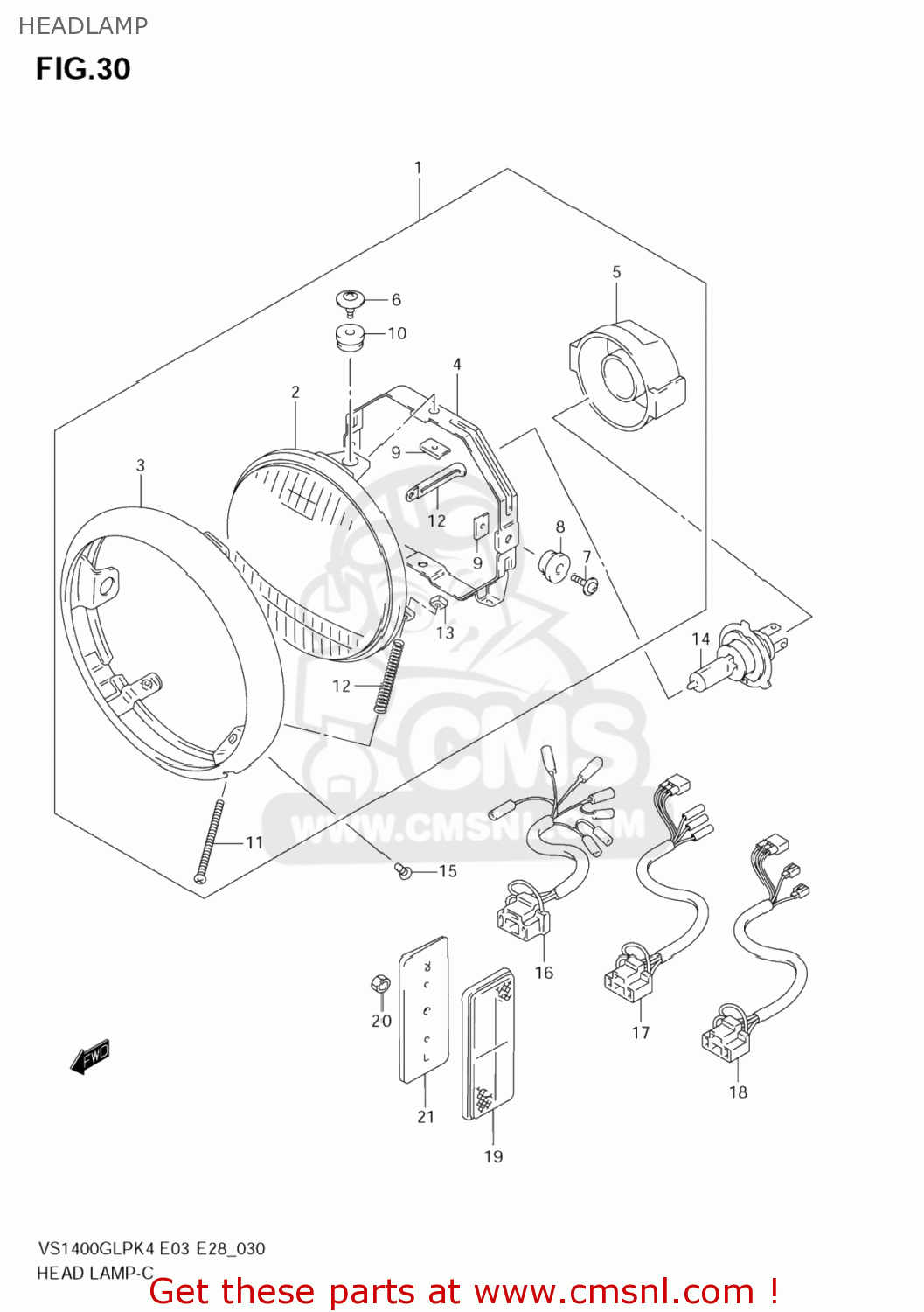HEADLAMP VS1400GLP INTRUDER 2004 (K4) USA (E03)