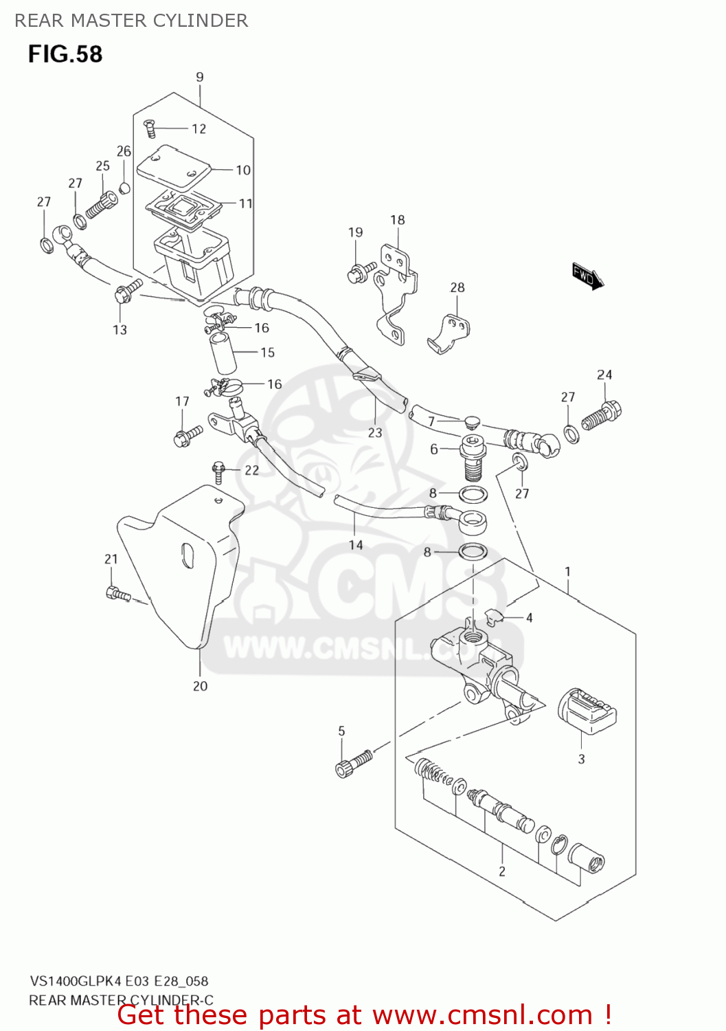 REAR MASTER CYLINDER VS1400GLP INTRUDER 2004 (K4) USA (E03)