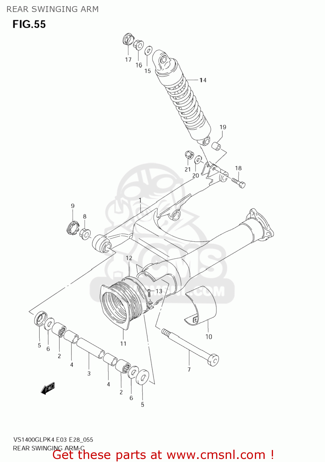 REAR SWINGING ARM VS1400GLP INTRUDER 2004 (K4) USA (E03)