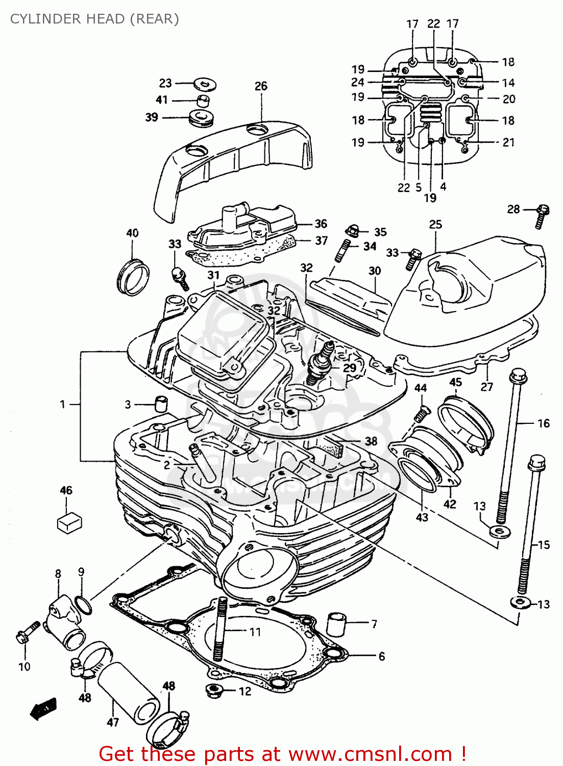CYLINDER HEAD (REAR) VS600GL 1997 (V) (E02 E04 E17 E18)