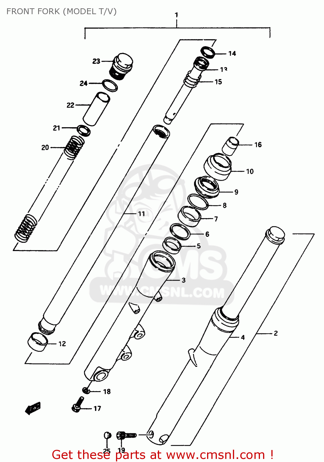 FRONT FORK (MODEL T/V) VS600GL 1997 (V) (E02 E04 E17 E18)