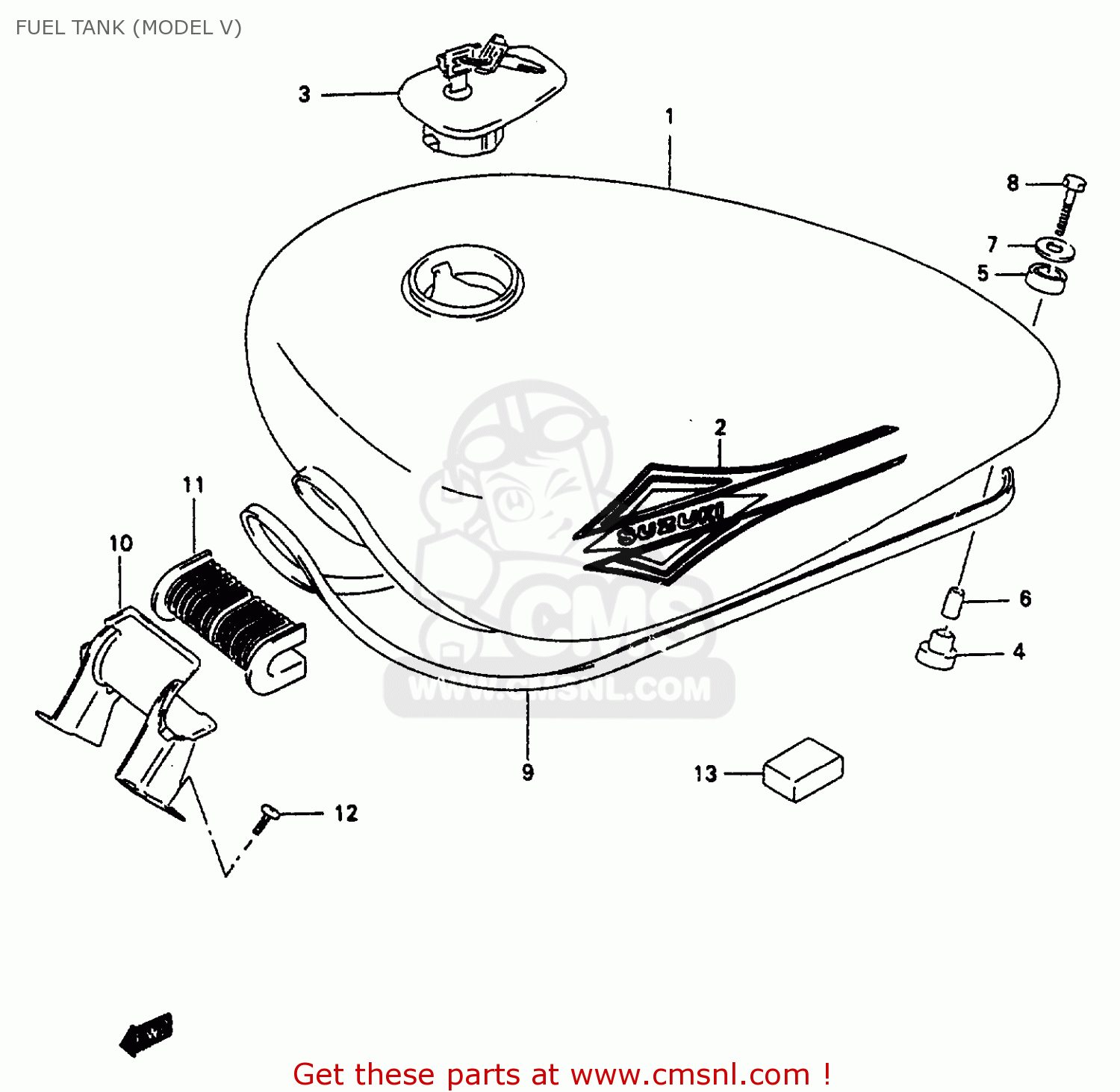 FUEL TANK (MODEL V) VS600GLF 1997 (V) ITALY (E34)