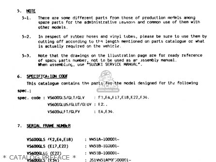 * CATALOG PREFACE * - VS600GLF 1997 (V) ITALY (E34)