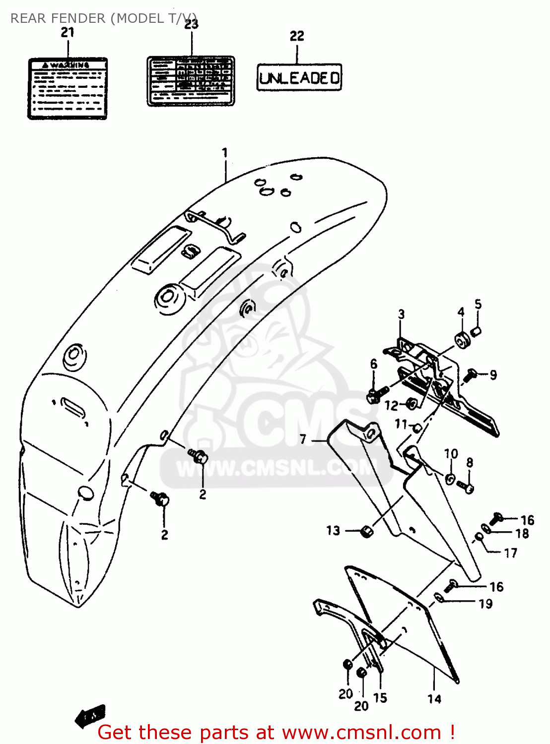 REAR FENDER (MODEL T/V) VS600GLU 1995 (S) GERMANY (E22)
