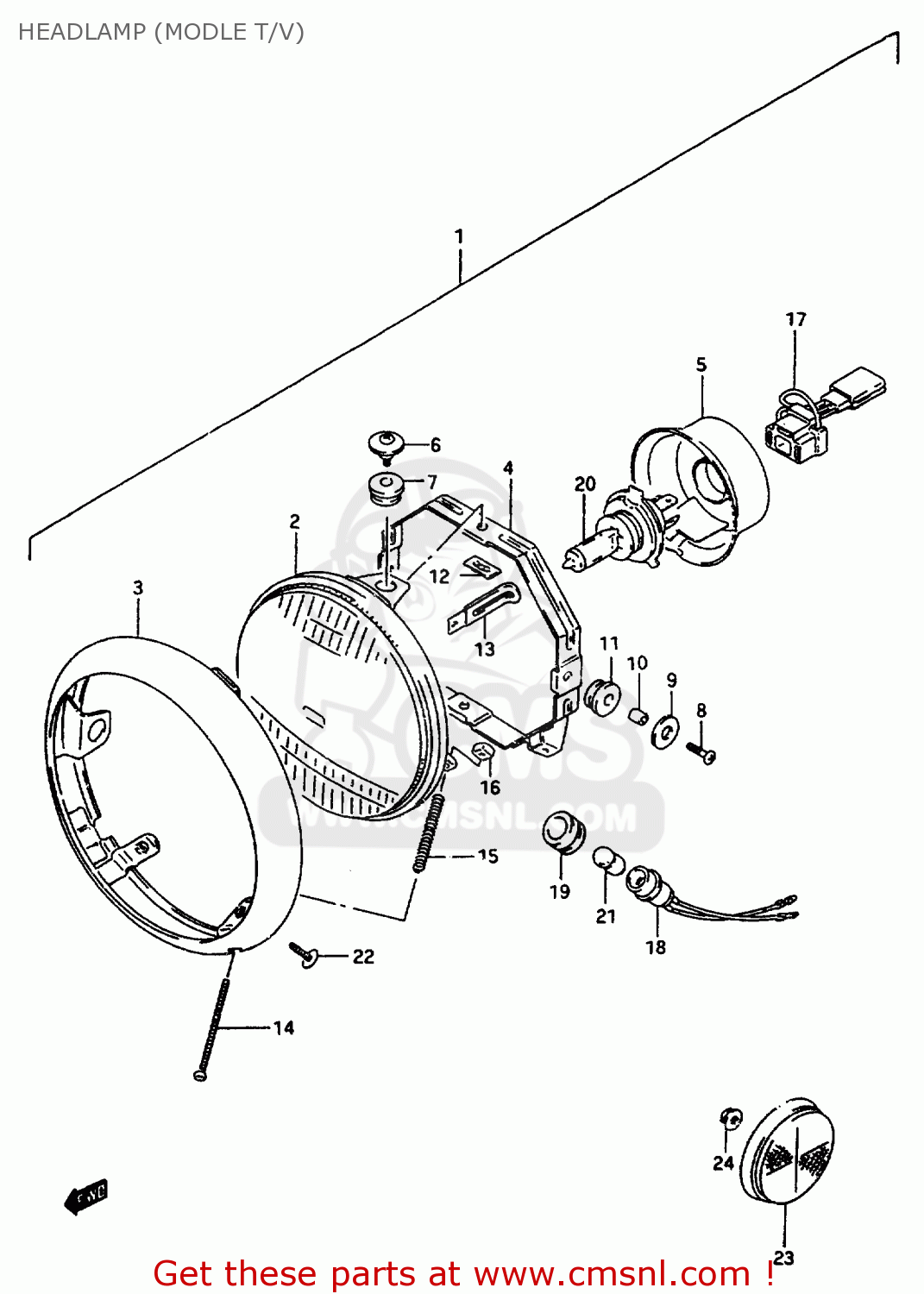 HEADLAMP (MODLE T/V) VS600GLU 1996 (T) GERMANY (E22)