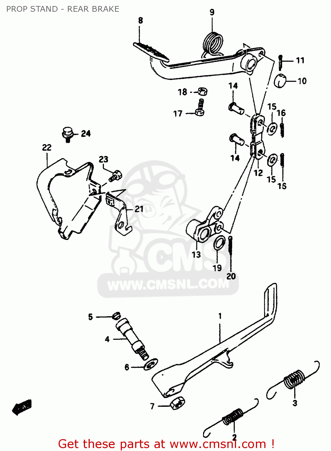 PROP STAND - REAR BRAKE VS600GLU 1996 (T) GERMANY (E22)