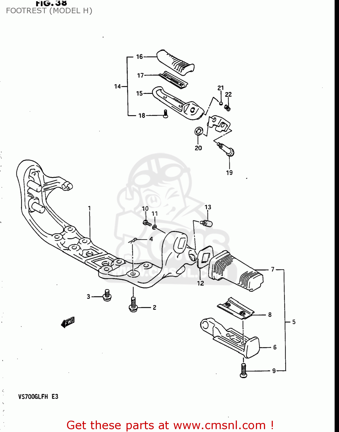 FOOTREST (MODEL H) VS700GLEF INTRUDER 1986 (G) USA (E03)