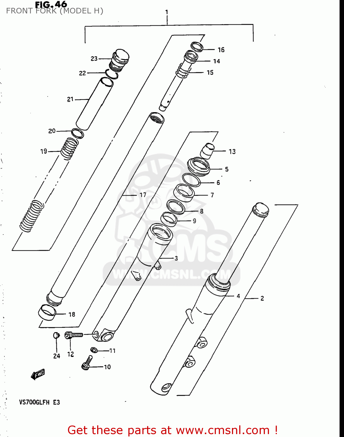 FRONT FORK (MODEL H) VS700GLEF INTRUDER 1986 (G) USA (E03)