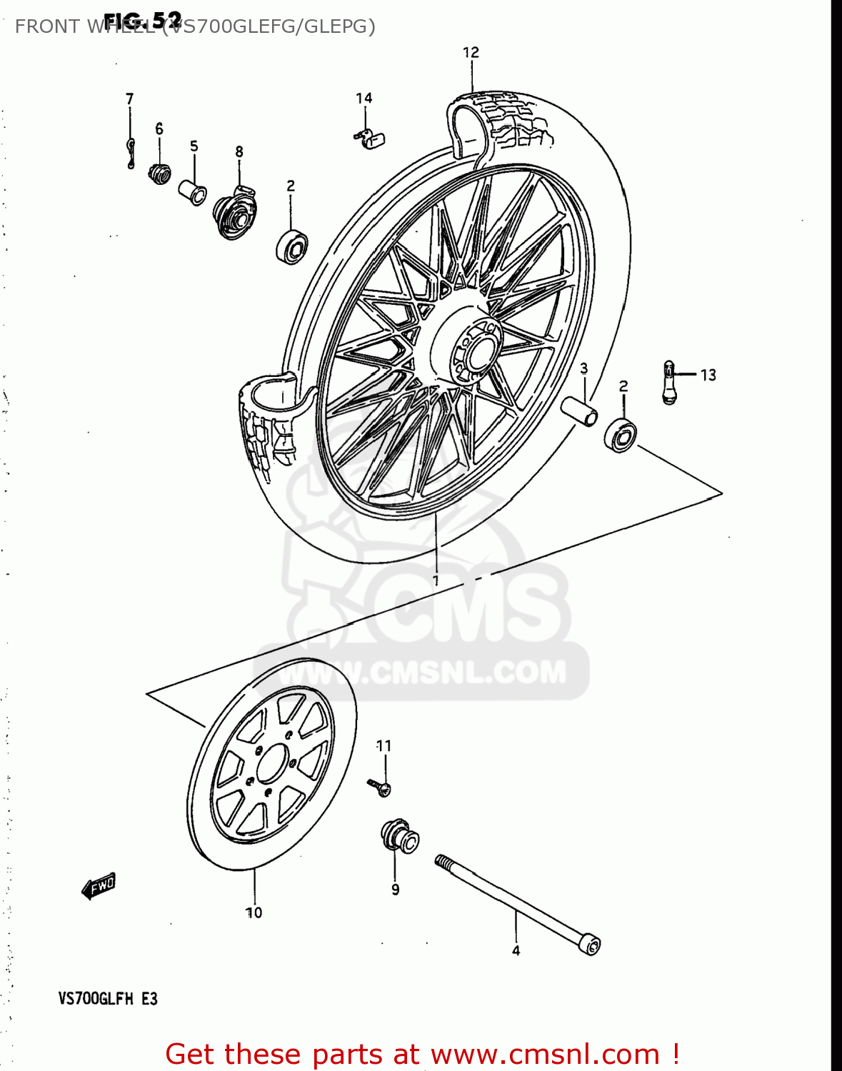 FRONT WHEEL (VS700GLEFG/GLEPG) VS700GLEF INTRUDER 1986 (G) USA (E03)